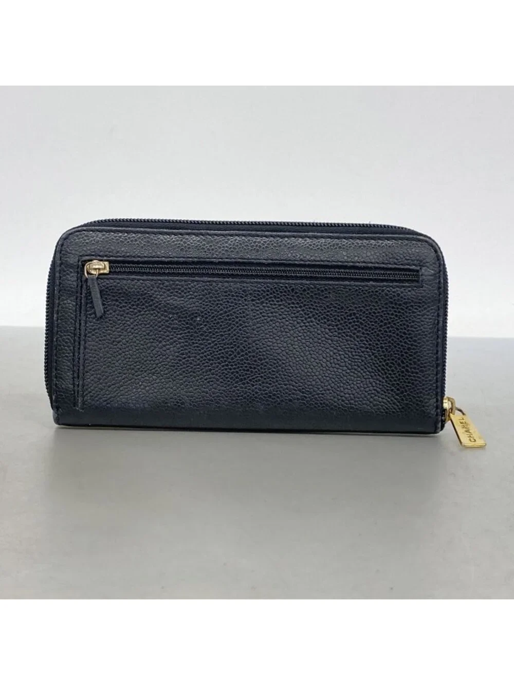 Chanel Wallet Caviar Leather Black Gold